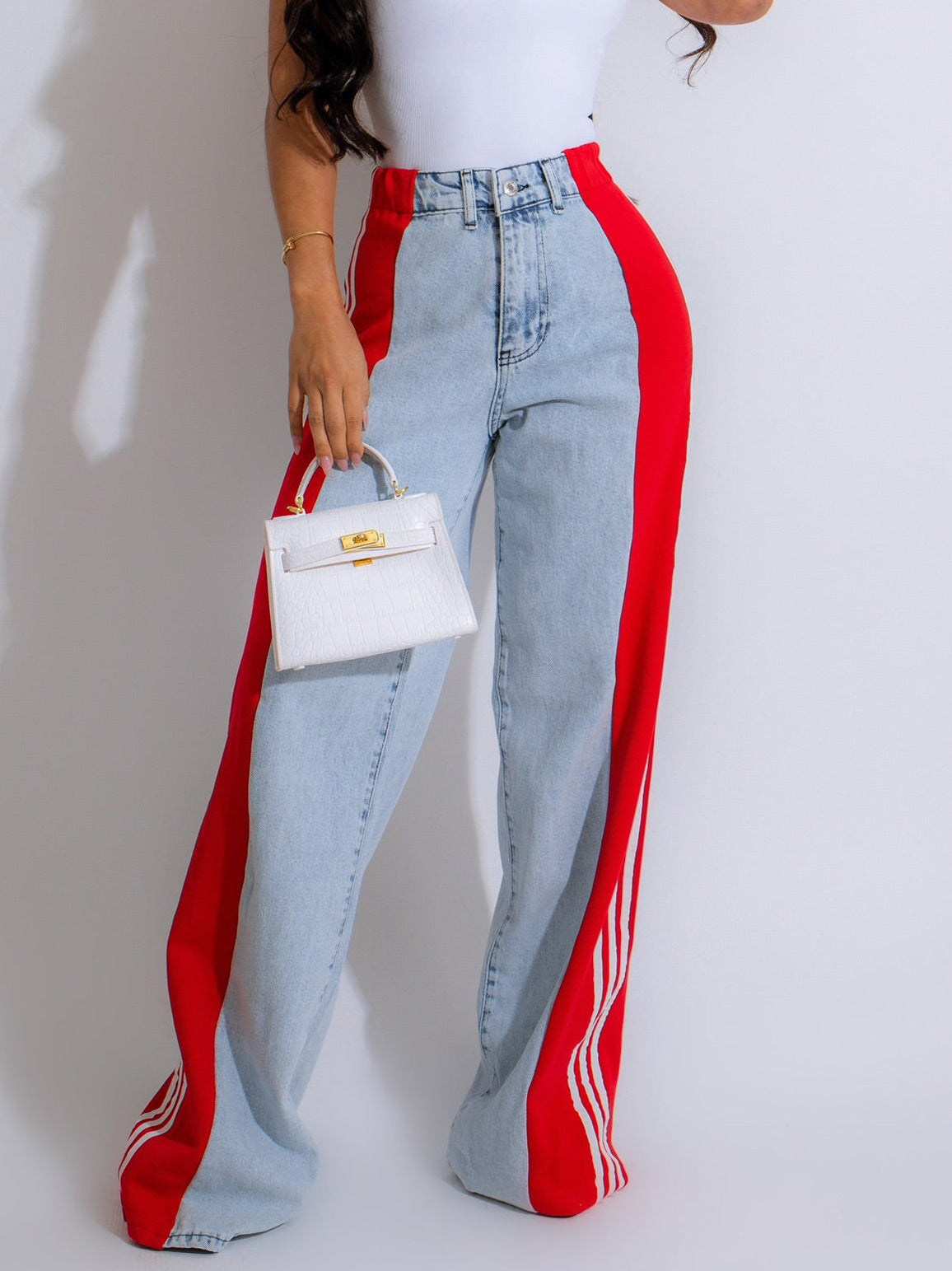 Pantaloni Streetwear Donna 2024 - Vita Alta a Gamba Dritta con Bande