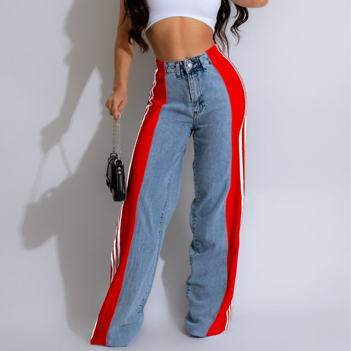 Pantaloni Streetwear Donna 2024 - Vita Alta a Gamba Dritta con Bande