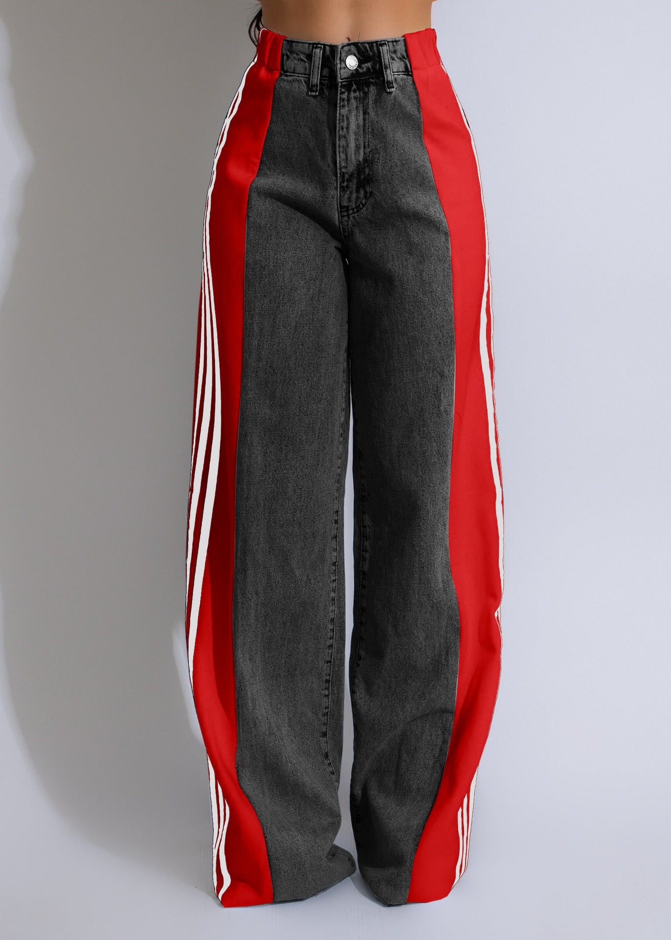 Pantaloni Streetwear Donna 2024 - Vita Alta a Gamba Dritta con Bande