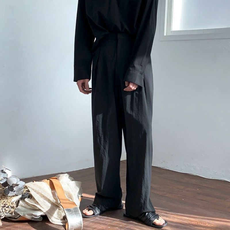 Pantaloni Uomo in Lino e Cotone - Casual a Gamba Larga con Cintura Doppia