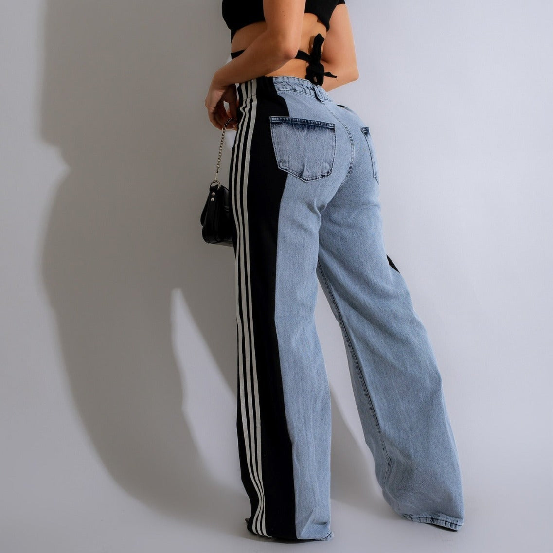 Pantaloni Streetwear Donna 2024 - Vita Alta a Gamba Dritta con Bande