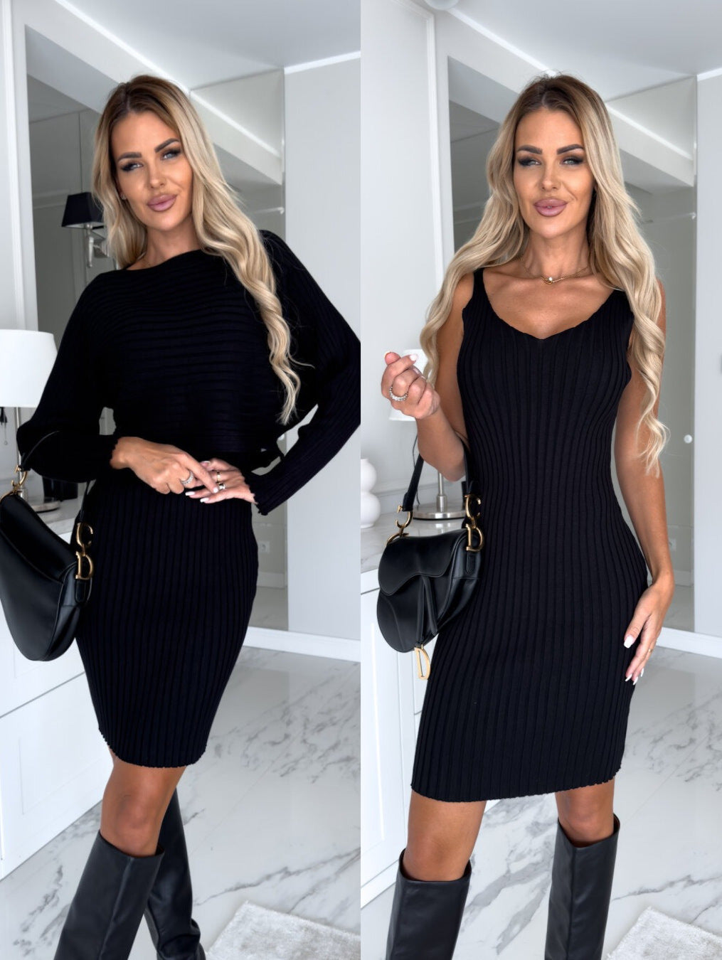 Completo 2 Pezzi Donna - Top a Maniche Lunghe e Gonna Aderente